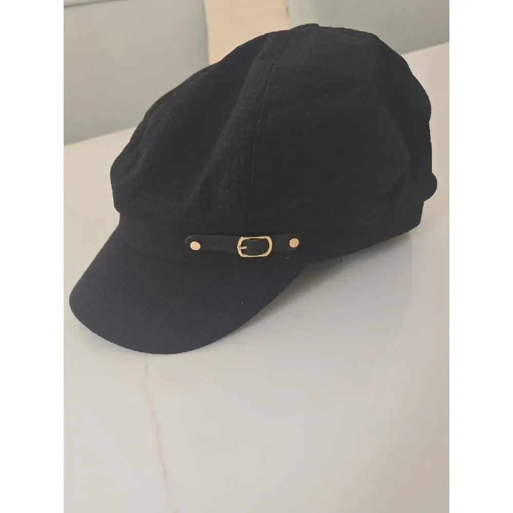 Black  Cap with Gold Buckle Accent